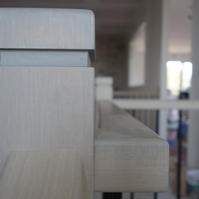 square newel posts with bevel at top, black square metal 1/2